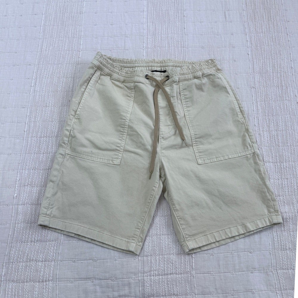 7 For All Mankind Shorts Womens S Beige Drawstring Elastic Waist Twill Chino